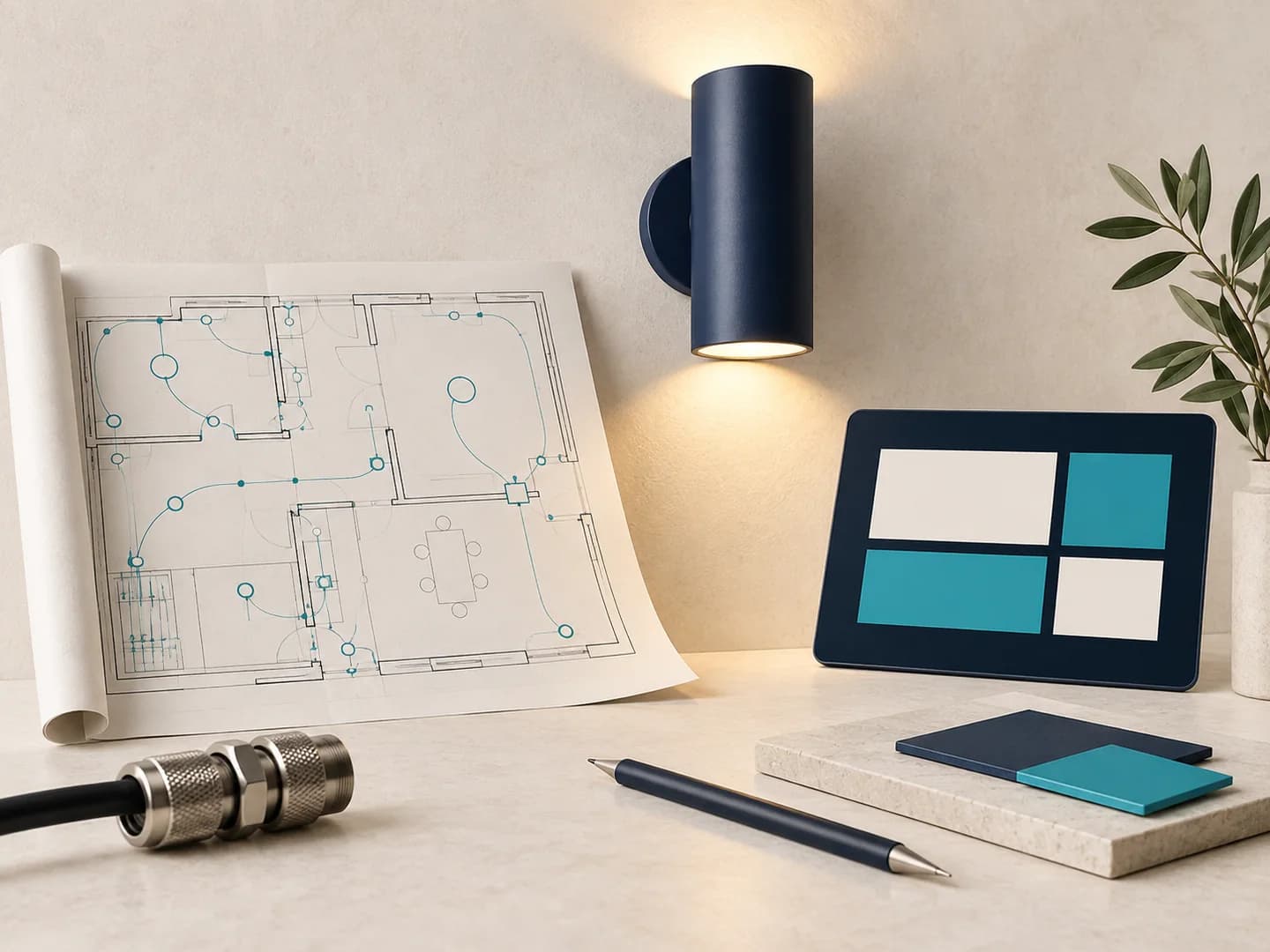 Éclairage architectural et interface web pour une activité d’électricité