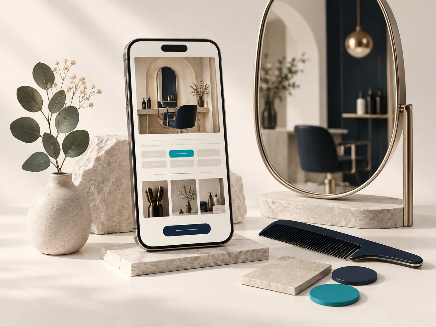 Concept de prise de rendez-vous mobile pour un salon de coiffure