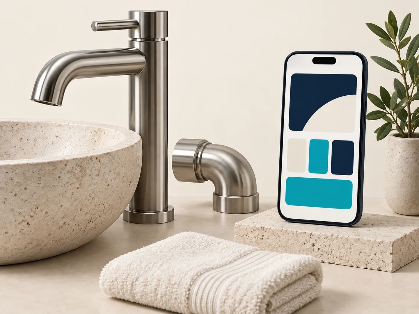Robinetterie et interface mobile de contact pour un plombier